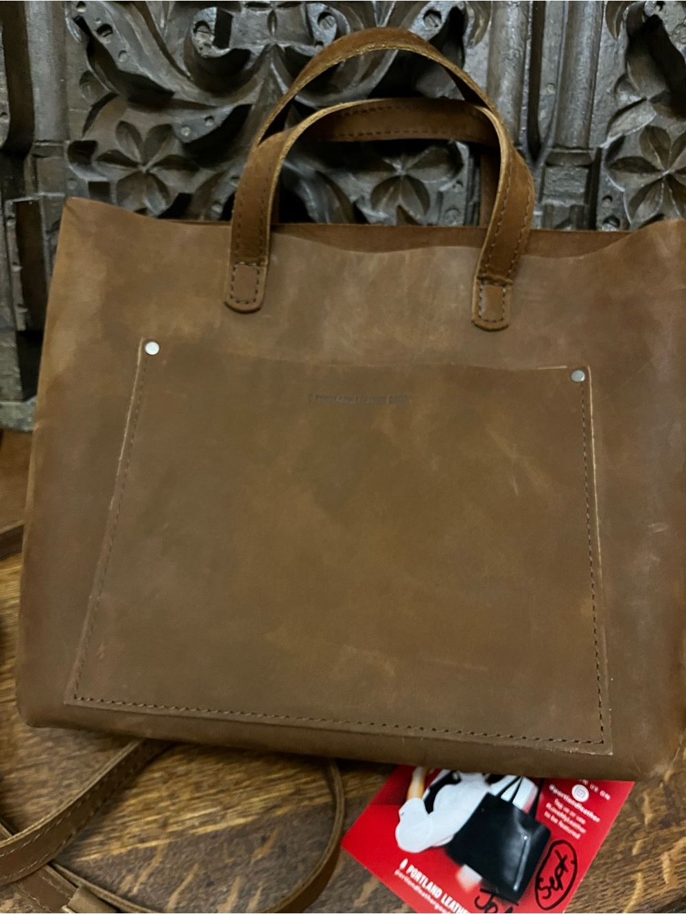 Portland Leather Gingerbread Brushed Leather Medium Crossbody Classic Tote